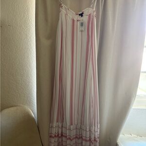 White and Red Striped Maxi Dress